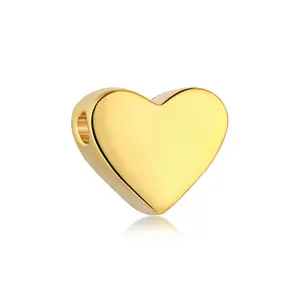 Wholesale 925 Sterling Silver 18K gold plating blank heart shape charm DIY pendant