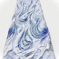 Tissu en dentelle diamantée, tissu en dentelle de tulle, 5 yards, tissu en dentelle brodée perlée, tissu en dentelle élégante à sequins pour mariée