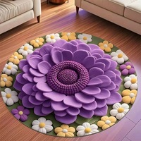 Karpet Bunga 3D Pastoral Kustom Anti-Selip Ramah Lingkungan Buatan Mesin Penyerap Air untuk Ruang Tamu Kamar Tidur Dekorasi Rumah