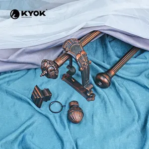 KYOK Ensemble de tringle à rideaux extensible sur mesure avec fleuron et anneaux