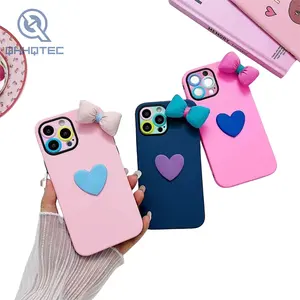 New Design 3D Love Heart With Colorful Precise Camera Lens Protection Phone Case For IPhone 14 15 Pro Max