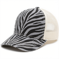 Gorra de béisbol de moda para mujer Sombreros de camionero con diseño de malla entrecruzada y estampado de leopardo ajustable