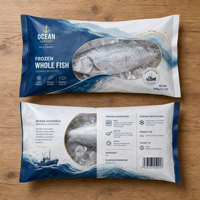 Bolsa de Embalaje para Congelación al Vacío de Grado Alimenticio con Sellado Trasero, Bolsa de Almacenamiento de Pescado y Camarones de Mylar con Impresión Digital Personalizada y Sellado Térmico