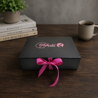 Emballage de boîte noire mate personnalisée, boîte cadeau luxueuse pliable en papier rigide avec fermeture magnétique