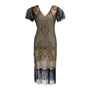 Robe de ballet à paillettes de haute couture européenne et américaine, vente chaude, commerce extérieur, style rétro des années <span class=keywords><strong>1920</strong></span>, <span class=keywords><strong>costume</strong></span> de scène en soie/coton - Product Image 3