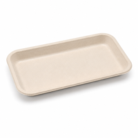 Plateau rectangulaire compostable en bagasse 8x5 pouces, en fibre de canne à sucre, pour sushis, apéritifs, brunch, traiteur et service