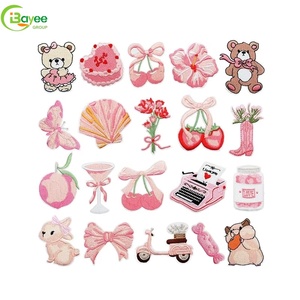 Eco-Friendly Sweet Taste pink love Embroidered Patch Cloth Iron-On Patches Valentine's Day Dress Decorative Patches for Clothing - Product Image 1