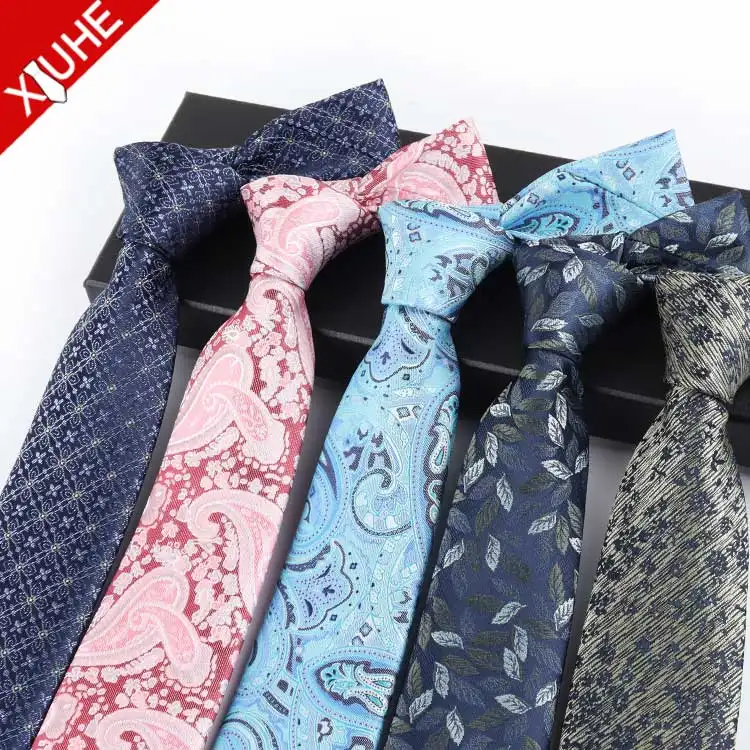 Design Luxury Paisley Neckties OEM Jacquard Wedding Business Corbatas Floral Custom Purple Polyester Ties