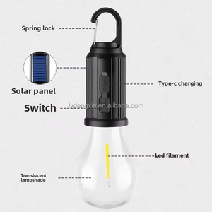 Lámpara Solar LED Vintage con Filamento, Lámpara de Camping Portátil, Recargable por USB, <span class=keywords><strong>Linterna</strong></span> Colgante, Lámpara Impermeable para Exteriores, Iluminación de Jardín - Product Image 4