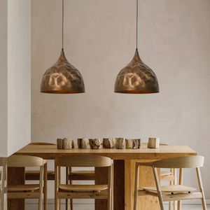 Luminaires suspendus LED de style industriel Wabi-Sabi, modernes et simples, finition cuivre, hauteur réglable, taille moyenne, garantie de 3 ans - Product Image 1