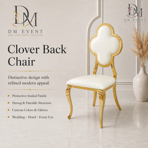 Gold Clover Back Stainless Steel Event Chair with <b>White</b> <b>Cushion</b> for Wedding and Hotel Banquets Wholesale Seating - Product Image 2