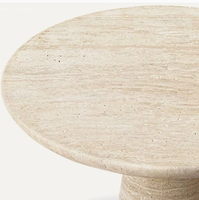 Table en travertin beige naturel sur mesure, colonne de piédestal ronde en marbre poli pour projet de villa, hôtel, salle à manger, chambre