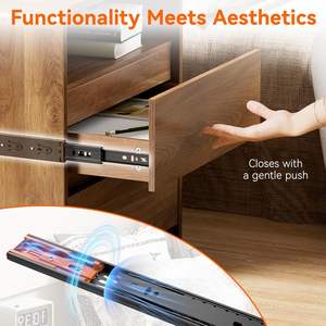 Oransail Modern Nightstand <b>Walnut</b> 23.8 Inches With Hidden Drawers Storage Bedside <b>Table</b> Mid Century Design - Product Image 5