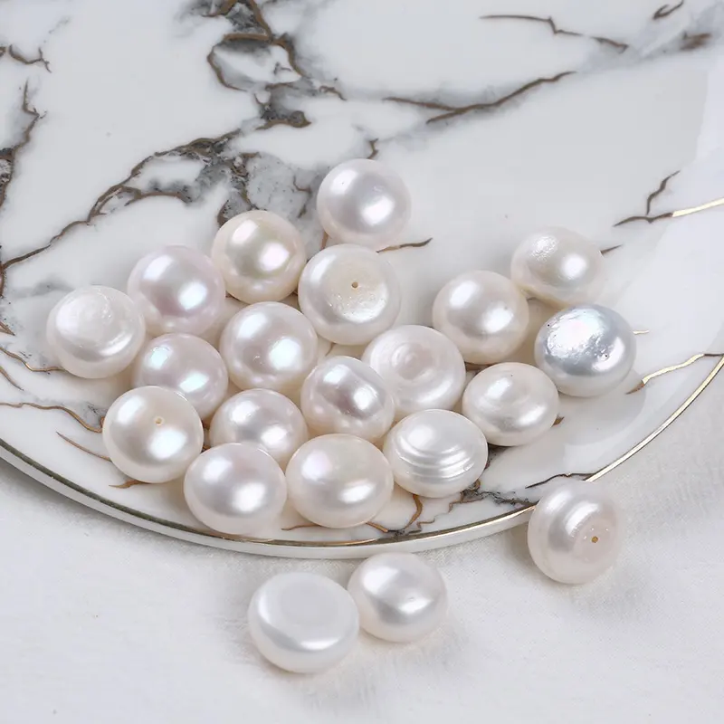 Perles à boutons blancs, perles naturelles en eau douce, grande taille, 14mm, vente en gros