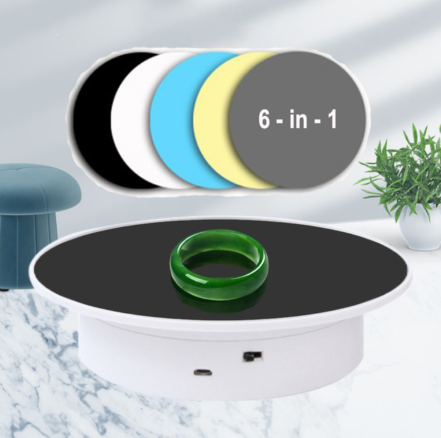 Jingying 20cm 8 Inches USB Battery Electric 360 Rotation Turntable Photography 5 Color Backdrop Display Rotating Stand