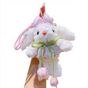 Nouveau style Porte-clés pendentif lapin en peluche dessin animé mignon à oreilles tombantes, motif de change de tenue, petit cadeau, vente en gros 20cm - Product Image 1