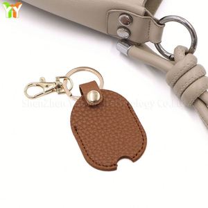 Pu Leather Embossed Durable Oval Protector Loop Replacement Key Sleeve Keychain <b>Bag</b> Car Pendant - Product Image 4