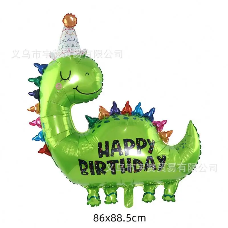 1恐竜の誕生日恐竜のテーマフォイルバルーン漫画の動物のフォイルバルーンハッピーバースデーパーティーの装飾キッズバルーン