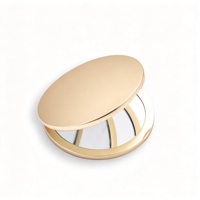 Miroir de maquillage de voyage double face délicat en or, cadeau de luxe