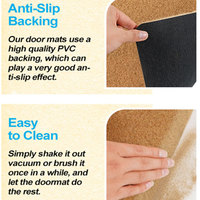 Tapis de bienvenue extérieur antidérapant en polyester brun coco-cacao, motif carré, style minimaliste moderne, pour nettoyage par vibration