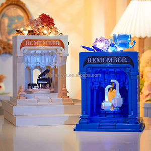 Jouet de construction en mini blocs, tour musicale avec piano, phare, oiseau cygne, fleur éternelle, souvenir romantique, cadeau - Product Image 3