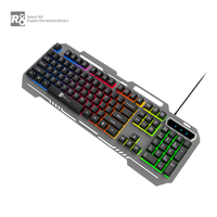 R8 Mechanical Feeling RGB LED Backlit Metal Gaming Keyboard USB Wired Computer Keyboard for PC Laptop Gamer With Phone Holder