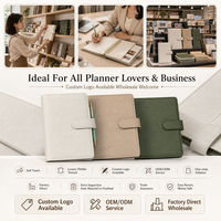 Carpeta de Anillas A5 de Lujo al por Mayor de Cuero PU con 6 Anillas Doradas, Cubierta Suave Granulada Personalizada Premium para Tarjetas Postales