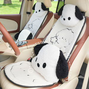 Coussins de siège de voiture en peluche, ensemble complet, chauds pour l'hiver, décoratifs pour l'arrière, style chiot, en laine d'agneau, antidérapants - Product Image 2
