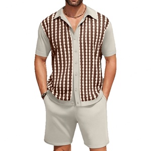 Camisa de punto a cuadros casual de seda helada para hombre, estilo europeo y americano, 100% algodón, para verano - Product Image 1