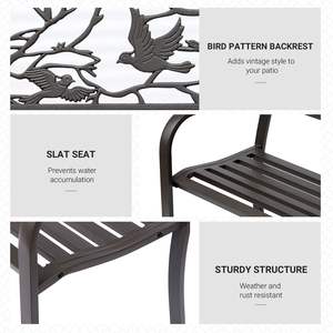 DB for Hot sale 50\" Modern Garden <b>Bench</b> Outdoor <b>Patio</b> <b>Bench</b> with Animal Pattern Cast Steel Metal <b>Bench</b> for Yard Lawn - Product Image 5