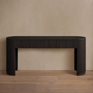 Mobilier moderne, <span class=keywords><strong>Table</strong></span> de contrôle d'entrée <span class=keywords><strong>en</strong></span> <span class=keywords><strong>bois</strong></span> <span class=keywords><strong>massif</strong></span> pour hôtel, <span class=keywords><strong>Console</strong></span> design pour salon, décoration de passage, porche à rainure ovale - Product Image 6