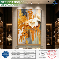 Décoration murale sur toile faite main, paysage abstrait moderne à texture 3D, tableau luxueux arbre de vie à feuille d’or