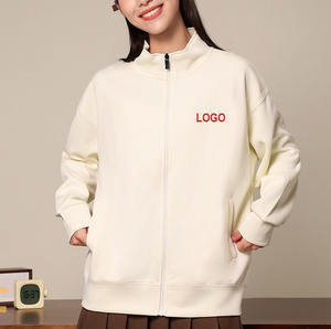 Sweatshirts unisexes à manches longues avec fermeture éclair complète pull court avec poches polaire quart fermeture éclair col montant tenues d'automne vêtements - Product Image 1