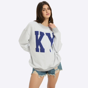Tùy Chỉnh Mock Cổ Crewneck Mockneck Crew Cổ Thêu Quá Khổ Crop Bông Varsity Trống Cổ Điển Parke Áo Phụ Nữ - Product Image 4