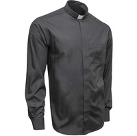 Chemises de clergé pour hommes sur mesure OEM, à manches longues, col contrastant, boutons cachés, pour prêtres et ministres