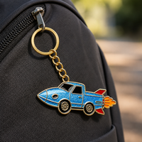 Porte-clés personnalisés en métal 3D, breloques de sac de dessin animé, porte-clés époxy à paillettes, porte-clés en émail dur pour voiture – Vente directe usine Chine