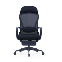 Chaise de bureau ergonomique moderne en maille inclinable avec repose-pieds pliable, support dorsal réglable, dossier haut et coussin en éponge épaisse