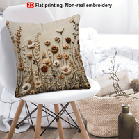 Housse de coussin décorative Kongyu Home Textiles à effet 3D, imprimé floral de fleurs sauvages, pour canapé, salon