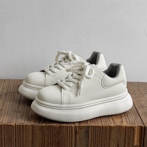 White Sneakers Men's Women's Couple Style Thick-soled High-end Style Trendy Casual <b>increase</b> the <b>height</b> <b>Shoes</b> - Product Image 1