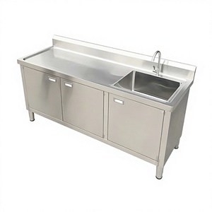 Lavello Commerciale in Acciaio Inox 304 con Armadietto, 1 2 3 Scomparti, Lavello Multiuso con Ante per Ristoranti e Hotel - Product Image 2