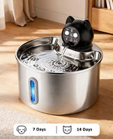 Fontaine à eau pour animaux de compagnie en acier SUS304 avec capteur de niveau d'eau LED, ultra silencieuse, certifiée CE FC, pour intérieur/extérieur, avec pompe, OEM ODM, approvisionnement en gros