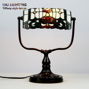 LongHuiJing Traditional Banker Lamps Handmade Emerald Color Glass Shade Vintage <b>Office</b> Table Light Antique Style Lights - Product Image 1