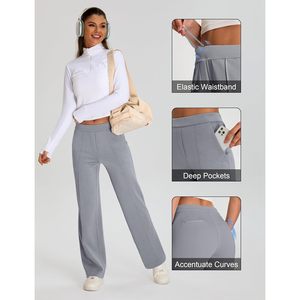 Pantalon de survêtement taille haute pour femme FOXA, coupe ample, longueur 32 pouces, couleur unie, pour yoga, golf, jogging, avec poches, tenue décontractée - Product Image 2