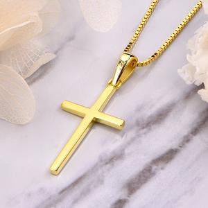 Collana con Croce in Argento 925 Design Minimalista Gioielli Cristiani Placcati Oro per Uomo e Donna Gioielleria Fine all'Ingrosso - Product Image 4