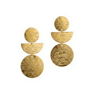 Pendientes colgantes geométricos dorados - Pendientes colgantes de latón martillado - Media luna minimalista - Product Image 1