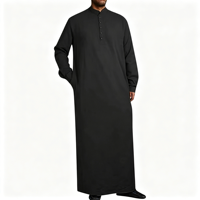 Robe Abaya en coton pour hommes musulmans, couleur unie, décontractée, respirante, avec ceinture, robe longue, style Dubaï, vêtements arabes grande taille