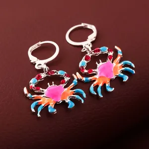 Hebillas de oreja de cangrejo degradadas coloridas, Pendientes colgantes de moda bonitos de dibujos animados de lujo, diseño creativo para damas, lujo sensible - Product Image 4