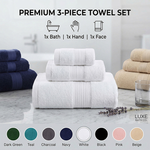 Ensemble de serviettes unies pour hôtel en coton bouclette moelleux, serviettes de toilette et de bain, vente en gros auprès d'un fournisseur pakistanais - Product Image 1