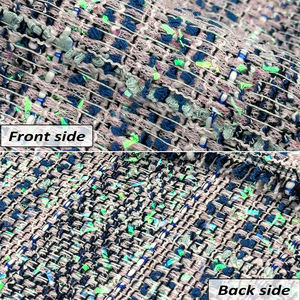 Tela de Tweed de lentejuelas Bouclé texturizada, tela de poliéster 100, hilos iridiscentes, Ideal para chaquetas de Otoño Invierno, tabla de colores gratuita - Product Image 3