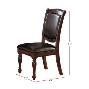 Meubles de salle à manger en bois d'hévéa de couleur marron DB ensemble formel 2 chaises d'appoint siège rembourré en similicuir magnifiques chaises formelles - Product Image 4